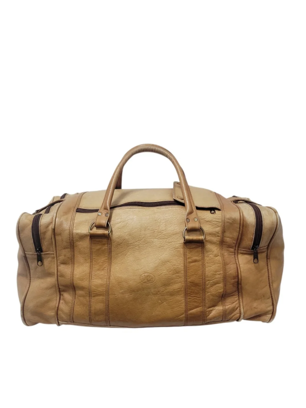 YURY Bags Brown Genuine Leather Double-Handle Adult Unisex Duffle Bag Vintage